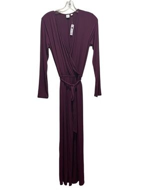 Gap Wrap Jumpsuit Plum Women Size Small Tall Long Sleeve Wide Leg NWT